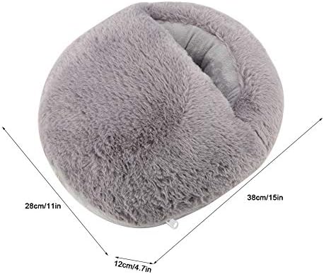 Aramox Electric Foot Warmer Cushion Plush Fabric Heating Pad,5V Voltage Portable Foot Heating Device for Home Office Use with Removable Cover Temperature Control (Gray)