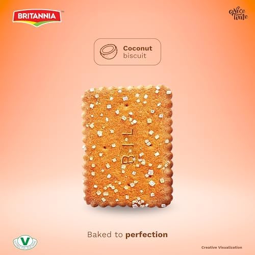 Britannia Nice Time 16.9oz (480g) - Delicious Coconut Biscuit Crunchy - Kids Favorite Breakfast & Tea Time Snacks (Pack of 6 * 80)