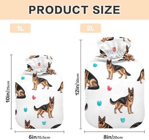 German Shepherd Dog Hot Water Bottle with Soft Cover Warm Water Heat Bottles for Menstrual Cramps Pain Relief Small