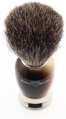 Edwin Jagger Simulated Horn Pure Badger Hair Shaving Brush with Nickel Plated Collar and End Cap