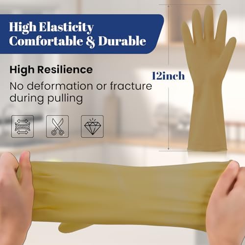 Reusable Kitchen Dishwashing Gloves - 3 Pairs Rubber Household Cleaning Gloves, Flexible and Durable & Non-slip Cleaning Gloves, Great for Kitchen, Laundry, Bathroom (S, Purple+Brown+Blackish Green)