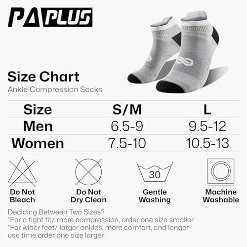 PAPLUS Compression Socks for Men & Women, 2/4/6 Pairs Ankle Running Socks with Arch Support, Ankle Support, Plantar Fasciitis