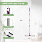 CQT Commercial Flat Microfiber Floor Mop Cleaning System 18" Inch Wet Dry and Dust Hardwood with 4 Washable Pads Cleaner for Laminate Tile Stainless Steel Handle and Extension (PT13-WET)