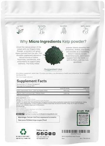 Organic Kelp Powder, 2lbs | Sustainably US Grown, Raw Ascophyllum Nodosum Source | Rich in Iodine for Thyroid Support, Body Scrubs, & Skin Care | Sea Vegetable | Non-GMO, Vegan