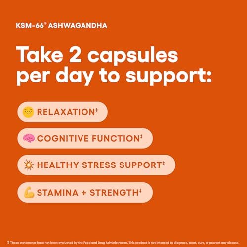 Physician's CHOICE KSM-66 Ashwagandha Root Powder Extract 1,000mg - Organic - with Black Pepper for Maximum Absorption - 5% Withanolides - Stress, Mood & Athletic Support - 60 Vegan Capsules