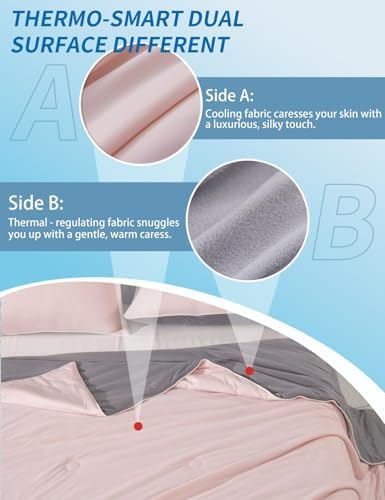 RoyRose King Size Blanket All Season, Dual Sided Temperature Regulating Comforter - Ultra Soft, Lightweight & Breathable, Repeatedly Machine Washable, Durable Cozy Bedding in Light Pink