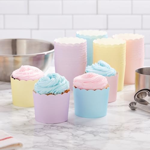 50 Pack Cupcake Liners Wrappers, Muffin Paper Baking Cup for Birthday Party, Rainbow Pastel Color