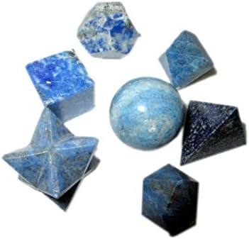 Wow Lapis Lazuli 7 Stones Sacred Geometry Sets Gemstone Platonic Solid Top Grade Quality Merkaba Star w/Velvet Pouch Attractive