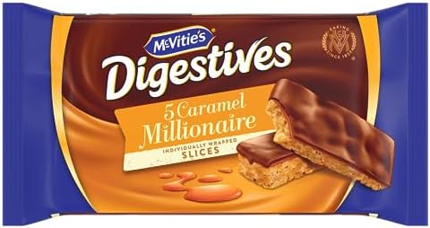McVitie's Digestive Caramel Millionaire Individually Wrapped Slices, 5 Slices per Pack, 109.9 g (Pack of 1)