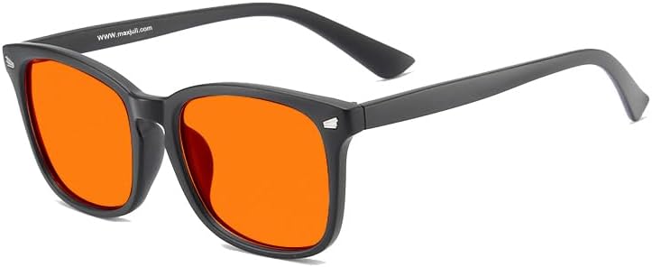 MAXJULI 99.9% Blue Light Blocking,Computer Reading/Gaming/TV/Phones Glasses for Women Men(Orange) 6001