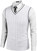 COOFANDY Men's Sweater Vest V Neck Slim Fit Casual Sleeveless Twisted Knitted Pullover Sweater