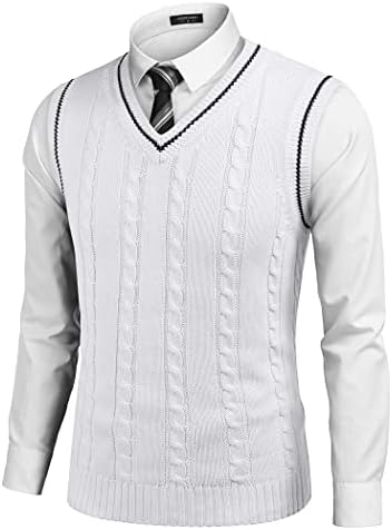 COOFANDY Men's Sweater Vest V Neck Slim Fit Casual Sleeveless Twisted Knitted Pullover Sweater