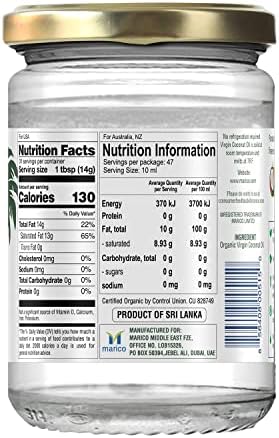 Parachute Naturalz Organic Virgin Coconut Oil | For Cooking, Hair, Body & Oil Pulling | Cold Pressed | Unbleached | Unrefined | Non-Hydrogenated | MCT Oil | USDA Certified |16 Fl.Oz | Glass Jar