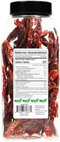 Byait Thai Whole Chili Peppers 3 oz, Mild & Aromatic, Bird’s Eye Chili Peppers for Tom Yum, Red Curry, Pad Kra Pao & Nam Prik
