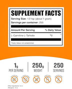 BulkSupplements.com L-Carnitine L-Tartrate Powder - Carnitine Supplement, L-Carnitine Tartrate, L Carnitine 1000mg - Amino Acids Supplement, Gluten Free, 1000mg per Serving, 250g (8.8 oz)