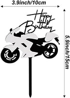 Acrylic Motorcycle Cake Topper Scooter Happy Birthday Cake Decorations for Men and Boys Motorcycle Racing Themed Party Supplies (White and Black)