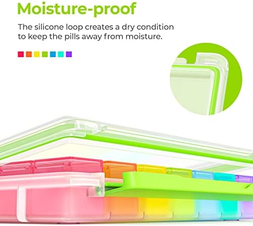AUVON iMedassist Moisture-Proof Weekly Pill Organizer 4 Times a Day, Large 7 Day Pill Box Case with Portable Design for Travel, Removable Individual Containers Hold Vitamins, Supplements, Medications