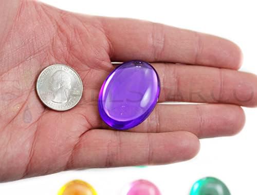 40x30mm Large Flat Back Oval Acrylic Cabochons Rhinestones Plastic Gems Embellishments for Crafts, Costumes, Card Invitations, Jewelry, Cosplay - 4 Pieces (Purple Violet H132)