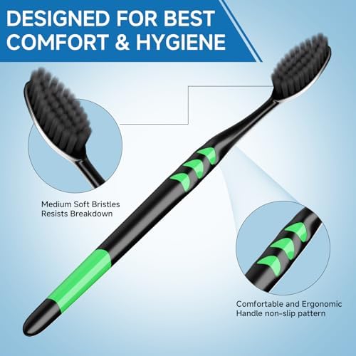 50 PCS Premium Individually Wrapped Bulk Toothbrush Pack, Disposable Toothbrushes, Kids Toothbrush, Medium Soft Bristle Toothbrushes, Ergonomics Handle, Perfect for Travel Hotel Donation