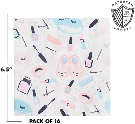 Daydream Society Sweet Dreams - Large Paper Napkins - Party Napkins with Spa & Slumber Party Designs - Pack of 16 Dinner Napkins - Decorations For Girls Birthdays, Slumber Parties, and Pamper Parties