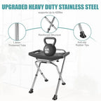 Height Adjustable Folding Shower Chair Seat, Stainless Steel Small Shower Chair for Inside Shower with,400lbs Portable Travel Shower Stool,Safety Anti-Slip Bath Chair for Seniors(Black)