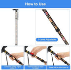 supregear Folding Cane, 5-Level Adjustable Height Walking Stick Lightweight Collapsible Portable Travel Cane with Wrist Strap and T Handle for Elderly Disabled Men Women