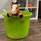 HOMZ 2-Pack Utility Tub, Large Plastic Storage Bucket with Rope Handles, 17 Gallon, Green - Portable Indoor and Outdoor Buckets for Kitchen, Laundry, Garden, Bathroom, and Garage Organization