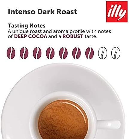 illy Intenso Espresso Ground Coffee, Dark Roast, Robust and Full Flavored With Notes of Deep Cocoa, All-Natural, No Preservatives, 4.4oz (Pack of 3)