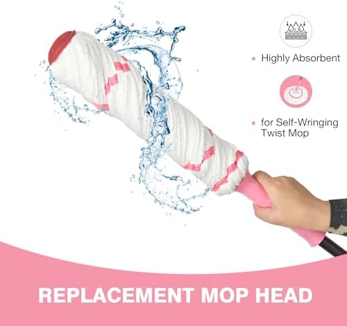 Replacement Mop Head, Suitable for XXFLOWER Self-Wringing Twist Mop, Hand Washable Suitable for Floor, Kitchen, Bedroom, Indoor and Outdoor Cleaning (Not Include Handle)