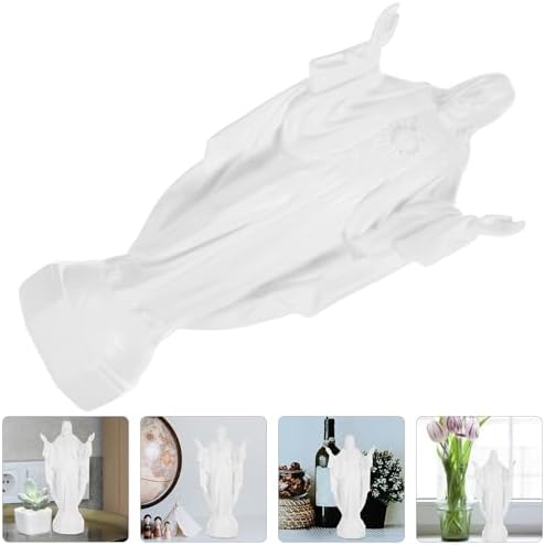 Zerodeko Resin Jesus Statue Religious Figure White Miniature Sculpture Desktop Ornament Home Decor for Church and Living Room Display