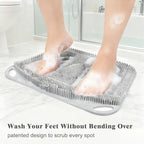 FREATECH Large Shower Foot Scrubber Mat, Silicone Foot Cleaner Brush to Clean, Exfoliate and Massage Feet Without Bending Over, Improve Foot Appearance and Overall Health, Grey - 17.3" x 13"