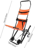 Folding 4-Wheel Evacuation Chair, Portable EMS Mobility Chair Mobile Stair Lift Stretcher Medical Emergency Patient Transfer Stretcher Wheelchair for Hospital, Home (Orange+ Black)