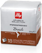 illy Coffee, Arabica Selection Brasile Espresso Capsules, Single Origin, Intense Flavor with Notes of Caramel, For Brewing with iperEspresso Capsule Machines, 18 Count (Pack of 1)