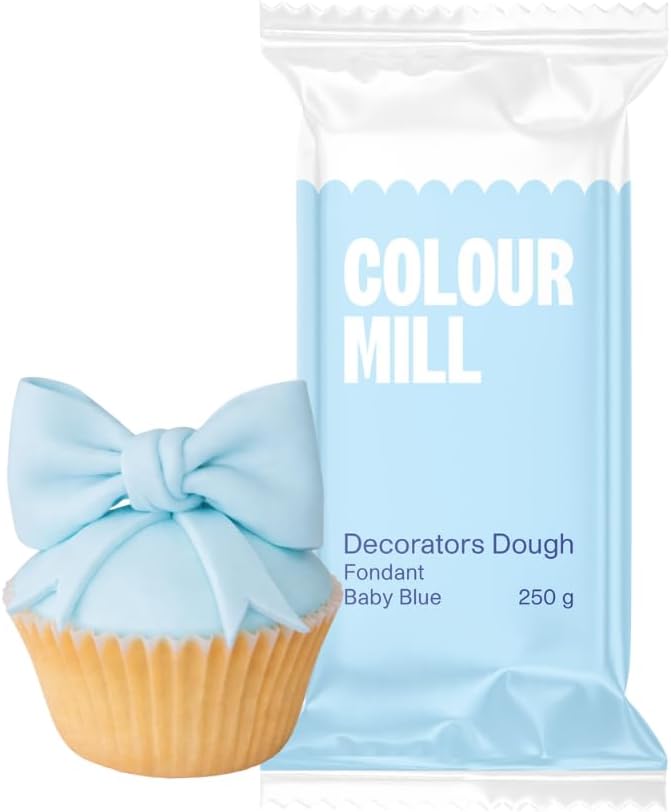 Colour Mill Decorators Dough Edible Cake Covering | Easy-to-Roll, Easy-to-Drape Fondant | Vanilla-Flavored Sugarpaste - 8.8 Ounce Baby Blue