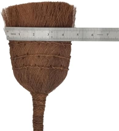 Palm Fiber Handheld Small Broom, Natural Bristle, Handmade Mini Fireplace Broom Brush