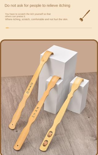 Wooden Bamboo Back Scratcher with Massage Roller, 18.2 Inch Long Handle Back Scratchers for Adults Men Women Wooden Bamboo Back Scratcher with Wood Therapy Massage Roller Handle