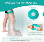 Leg Cast Cover for Showering, Waterproof Silicone Shower Protector for Full Leg Adult, Watertight Shower Boots for Foot After Surgery, Knee, Ankle, Boot