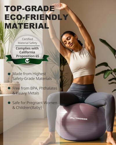 Trideer Exercise Ball Yoga Ball,Office Seating & Balance Ball Chair, Stability Ball for Pilates, Physical Therapy,Core Training & Balance Improvement & Stretching