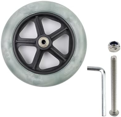 2pcs Rubber Wheel Replacement 7.5 Inch Wheelchair Front Wheels Casters Rollers Wheels Universal Wheelchair Replacement Wheel Accessories (Black & Grey)