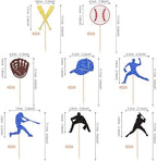 24 PCS Baseball Cupcake Toppers Glitter Baseball Players Sports Theme Cupcake Picks for Baseball Theme Baby Shower Birthday Party Cake Decorations Supplies