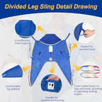 Patient Lift Slings for Home Use,Transfer Aids for Disabled and Elderly, Divided Leg Sling with Head Support,Hoist Sling for Toileting, Supports up to 500 lbs (Medium)