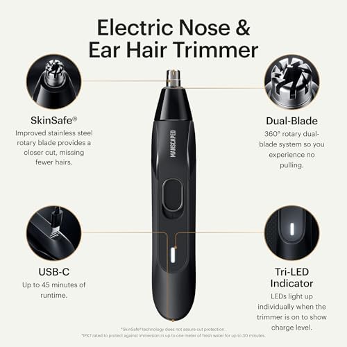 MANSCAPED® The Weed Whacker® 2.0 Electric Nose & Ear Hair Trimmer – 7,000 RPM Precision Tool with Rechargeable Battery, Wet/Dry, Easy to Clean, Improved Stainless Steel Replaceable Blade