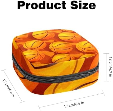 Sanitary Napkin Storage Bag, Zipper Period Pouch for Teen Girls Women, Portable Menstrual Tampons Collect Bags Basketball