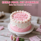 Nonpareils Sprinkles,Edible Pearl Sprinkles,Pink White and Red Nonpareils Mix,130g,Cute Pearls Cake Candy,Mini Sugar Sprinkles for Decorations Baking,Cake Donut Ice Cream Cookies Cupcake Topper Chocolate,Birthday Wedding Mother's Day Party Supplie