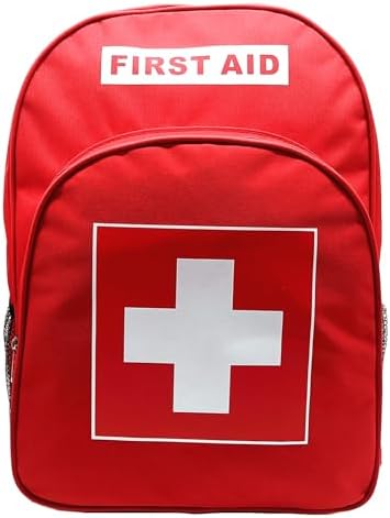 Red Emergency Bag First Aid Backpack Empty Medical First Aid Bag Treatment First Responder Trauma Bags for Riding Office Hiking Paramedics Outdoor Travel Camping Pet Dog Cat Daycare (Red)