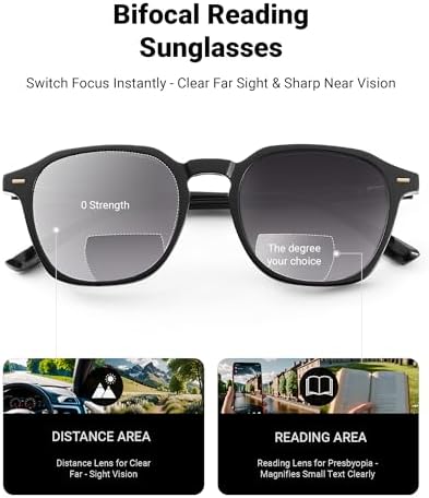 LADEESSE Reading Sunglasses for Women, Stylish Reading Glasses, Lightweight Square Readers for Men & Women