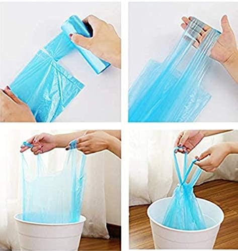 100 Pcs 4 Gallon Blue 45x60Cm Kitchen Trash Bags with Handles for Bathroom, Home and Office(100 Blue 45x60)