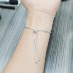 Charm Bracelet for Women Snake Chain Bracelet Handmade DIY Jewelry Gift for Women Adjustable(Silver)