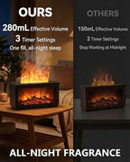 Essential Oil Diffuser, 7-Color Fireplace Fire Flame Aromatherapy Humidifier, 280ml Ultrasonic Aroma Diffuser Cozy Gift with Time Sets and Remote Control for Bedroom Home Yoga Office