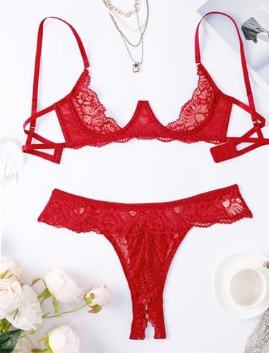 Avidlove Sexy Lingerie Set for Women Lace Bra and Panty Sets Underwire Push Up Lace Lingerie Set